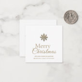 ミニメリークリスマスホワイト金ゴールドスノーフレーク ノートカード (正面/裏面インサイチュ)