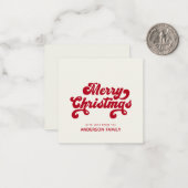 ミニメリークリスマスモダンミニマリスト ノートカード (正面/裏面インサイチュ)