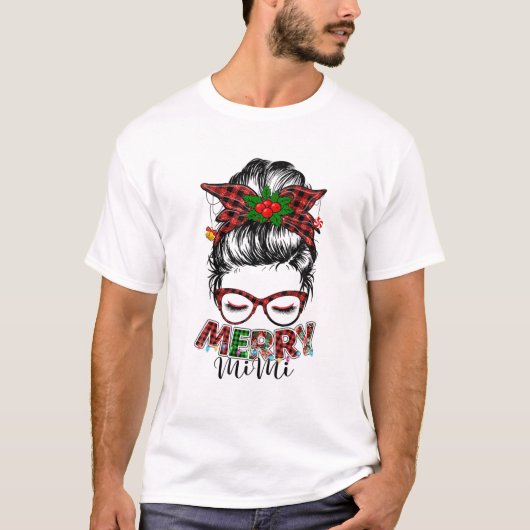 ミニメリークリスマス女性水牛プレイドヒョウM Tシャツ (正面)