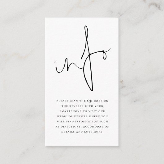 ミニモダンスクリプト情報QRコードウェディング詳細 エンクロージャーカード (正面)