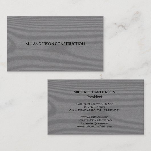 ミニモダンマフェイクリ素朴ストウッドグエレガントレー 名刺 (正面/裏面)