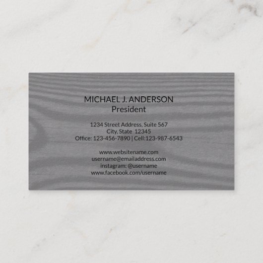 ミニモダンマフェイクリ素朴ストウッドグエレガントレー 名刺 (裏面)