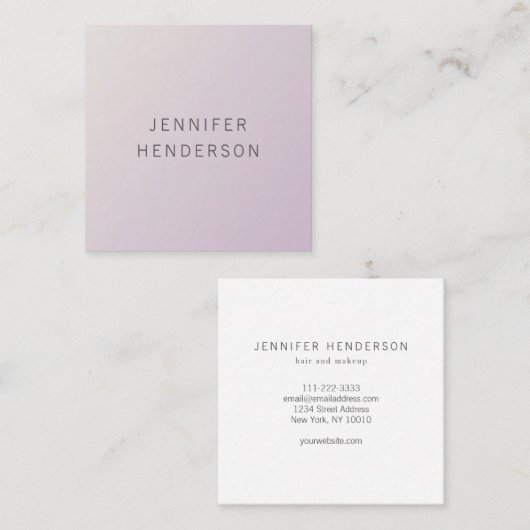 ミニモダンマリスエレガントトのソフトピンクプロフェッショナル スクエア名刺 (正面/裏面)