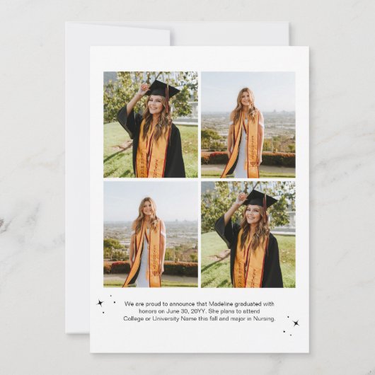 ミニモダンマリストのスターアーチ5フォト卒業 案内状 (裏面)