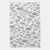 ミニモダンマリストの白黒葉  キッチンタオル (縦)