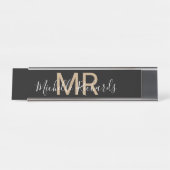 ミニモダンマリストの黒人名モノグラムデスク デスクネームプレート (正面)