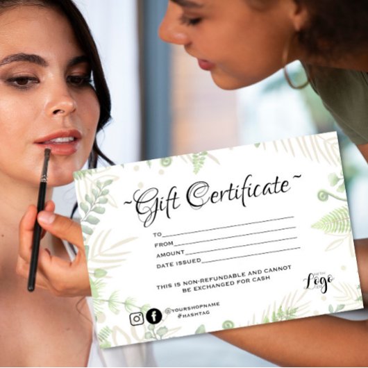 ミニモダンマリストグリーンファーンギフト券 名刺