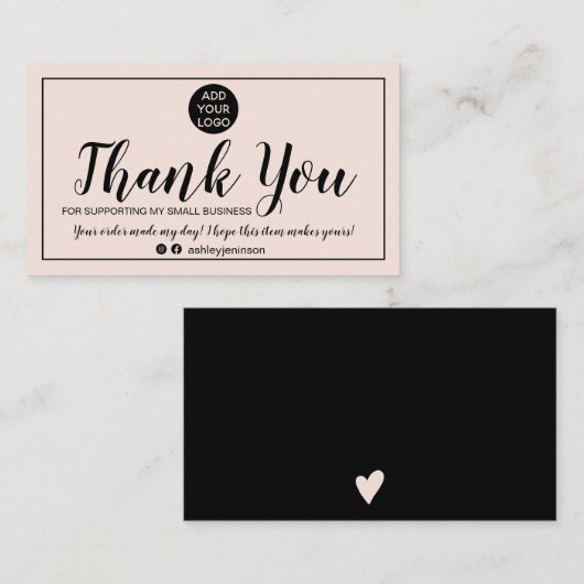 ミニモダンマリスト赤面ピンク感謝してい注文 名刺 (正面/裏面)