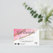 ミニモダンマリスト金ゴールドグリッターギフト券 名刺 (スタンド正面)