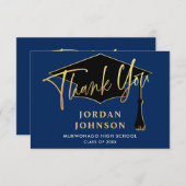 ミニモダンマリスト・ゴールデン・ネイビーズ卒業 サンキューカード (正面/裏面)