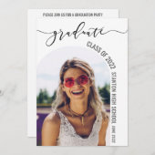 ミニモダンマリズムのアーチ写真写真卒業  招待状 (正面/裏面)