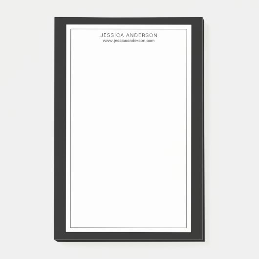 ミニモダンマリズムの黒とパーソナライズされた白 ポストイット (正面)