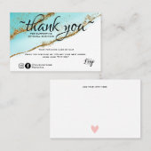 ミニモダンマリズム金ゴールドとティール(緑がかった色)感謝していの秩序 名刺 (正面/裏面)