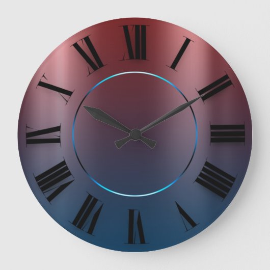 ミニモダンマリズム·ブルーニュ·マルーン·ローマ数字 ラージ壁時計 (正面)