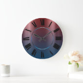 ミニモダンマリズム·ブルーニュ·マルーン·ローマ数字 ラージ壁時計 (ホーム)