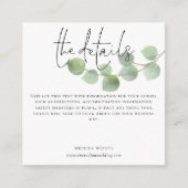 ミニモダンユーカリ結婚の詳細スクリプト エンクロージャーカード (正面)