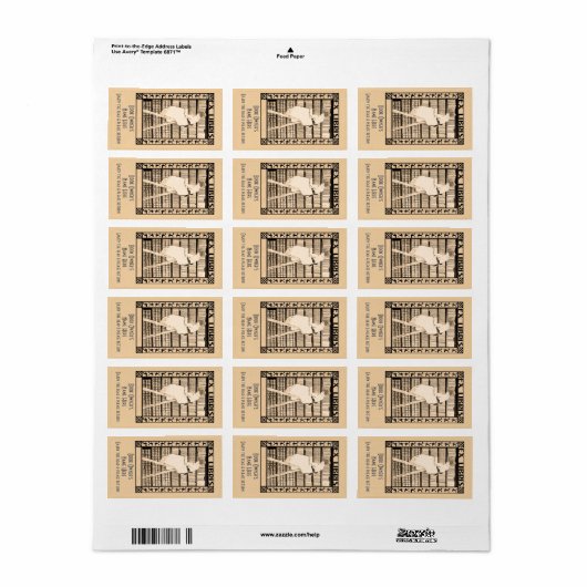 ミニモダンヴィンテージ蔵書票パーソナライズされた ラベル (フルシート)