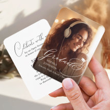 ミニモダン書道写真卒業招待状