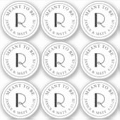 ミニモノグラムの日付のラベルに結婚なる シール (正面)