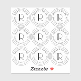 ミニモノグラムの日付のラベルに結婚なる シール