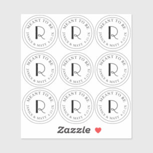 ミニモノグラムの日付のラベルに結婚なる シール