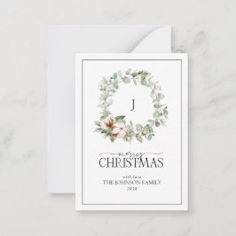 ミニモノグラムコットンフローラリースメリークリスマス ノートカード