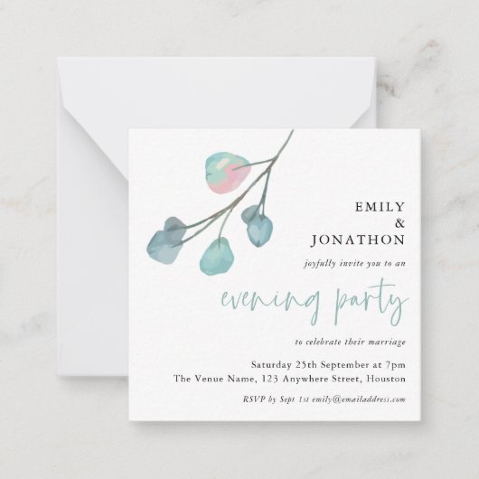 ミニユアートーカリ結婚の夕べパーティー招待状 ノートカード (正面)