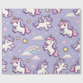 ミニユニコーンと射撃、 発砲スターズオンラベンダー ラッピングペーパー (フラット)