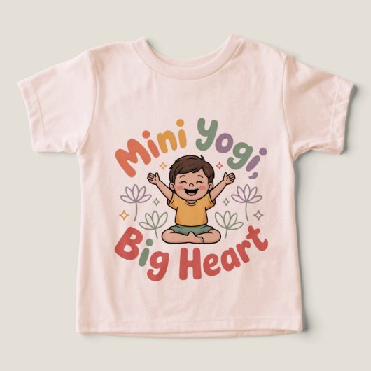 ミニヨガキッズTシャツ 大きなハートでアクティブに遊ぼう (デザイン正面)