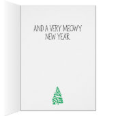 ミニライトのクリスマスカードをはいた猫漫画 (内側 (右))