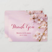 ミニラウンドピンクさくらんぼブロッサムサンキューカード サンキューカード (正面/裏面)