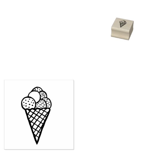 ミニラバースタンプ用アイスクリーム、コーンスタンプ ラバースタンプ (押印)