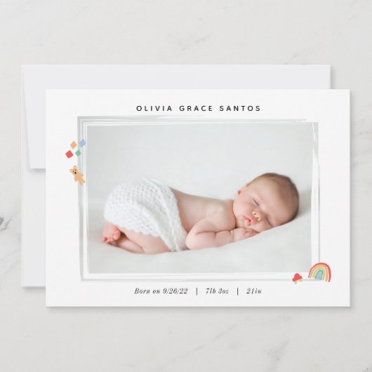 ミニレインボーベビー誕生のお知らせ 案内状 (正面)