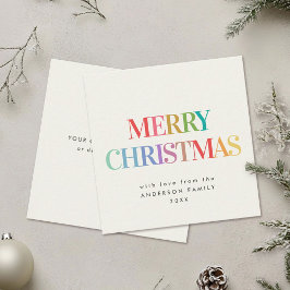 ミニレインボーモダンメリークリスマス ノートカード