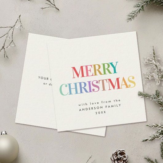 ミニレインボーモダンメリークリスマス ノートカード