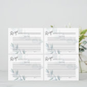 ミニレシピカード | ダスティブルーウォーターカラーユーカリ 招待状 (スタンド正面)