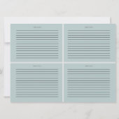 ミニレシピカード | ダスティブルーウォーターカラーユーカリ 招待状 (裏面)