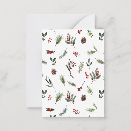 ミニレッドベリーウィンターリースメリークリスマス ノートカード (裏面)
