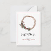 ミニレッドベリーウィンターリースメリークリスマス ノートカード (正面)