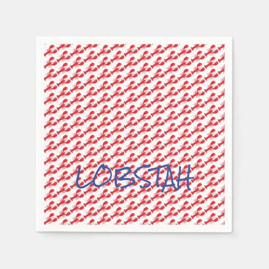 ミニレッドロブスターズ ホワイトメイン 青いロブスター ローカル スタンダードカクテルナプキン (正面)