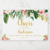 ミニワきらめくインブライダルシャワー、トロピカル スパークリングワインラベル (シングルラベル)