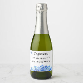 ミニワインボトルおめでとうコバルトブルー(10) スパークリングワインラベル