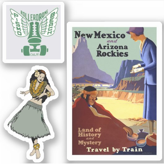 ミニヴィンテージ旅行荷物ラベルシール シール (正面)