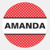 ミニーマウスインスパイア名前をカスタムするステッカー ラウンドシール (正面)