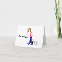 ミニーミー！ボーイ歩くウェスティードッグアート サンキューカード