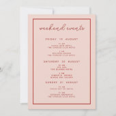 ミニーレトロピンクレッドバチェロレッテ週末 招待状 (正面)