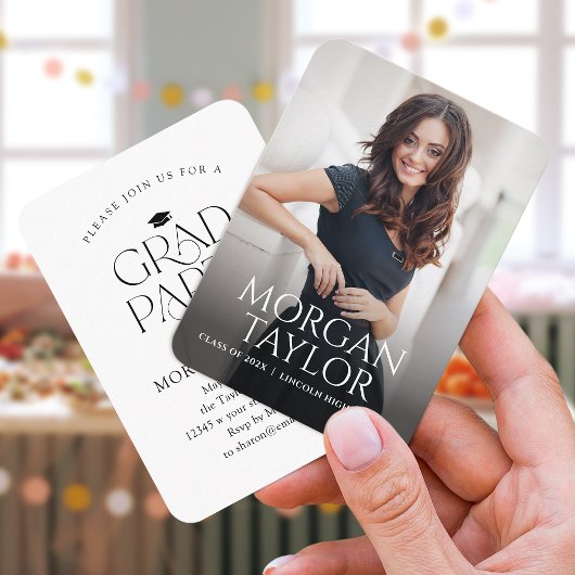 ミニ優雅なエレガンス写真卒業招待状 エンクロージャーカード