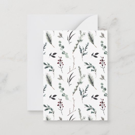 ミニ冬の植物性リース写真メリークリスマス ノートカード (裏面)