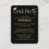 ミニ卒業パーティフォトブラック金ゴールド招待状 エンクロージャーカード (裏面)