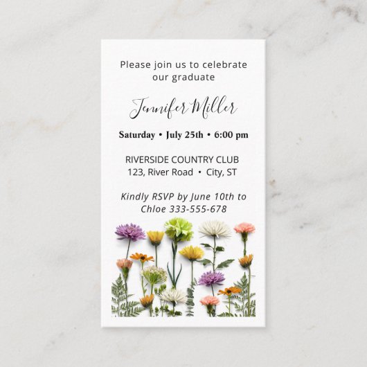 ミニ卒業パーティーの招待状 名刺 (正面)